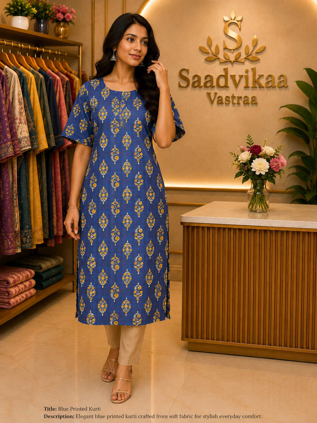 Blue Printed Kurti