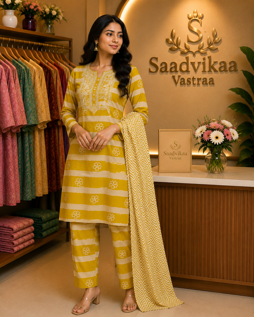 💛 Mustard Cotton Kurta Set