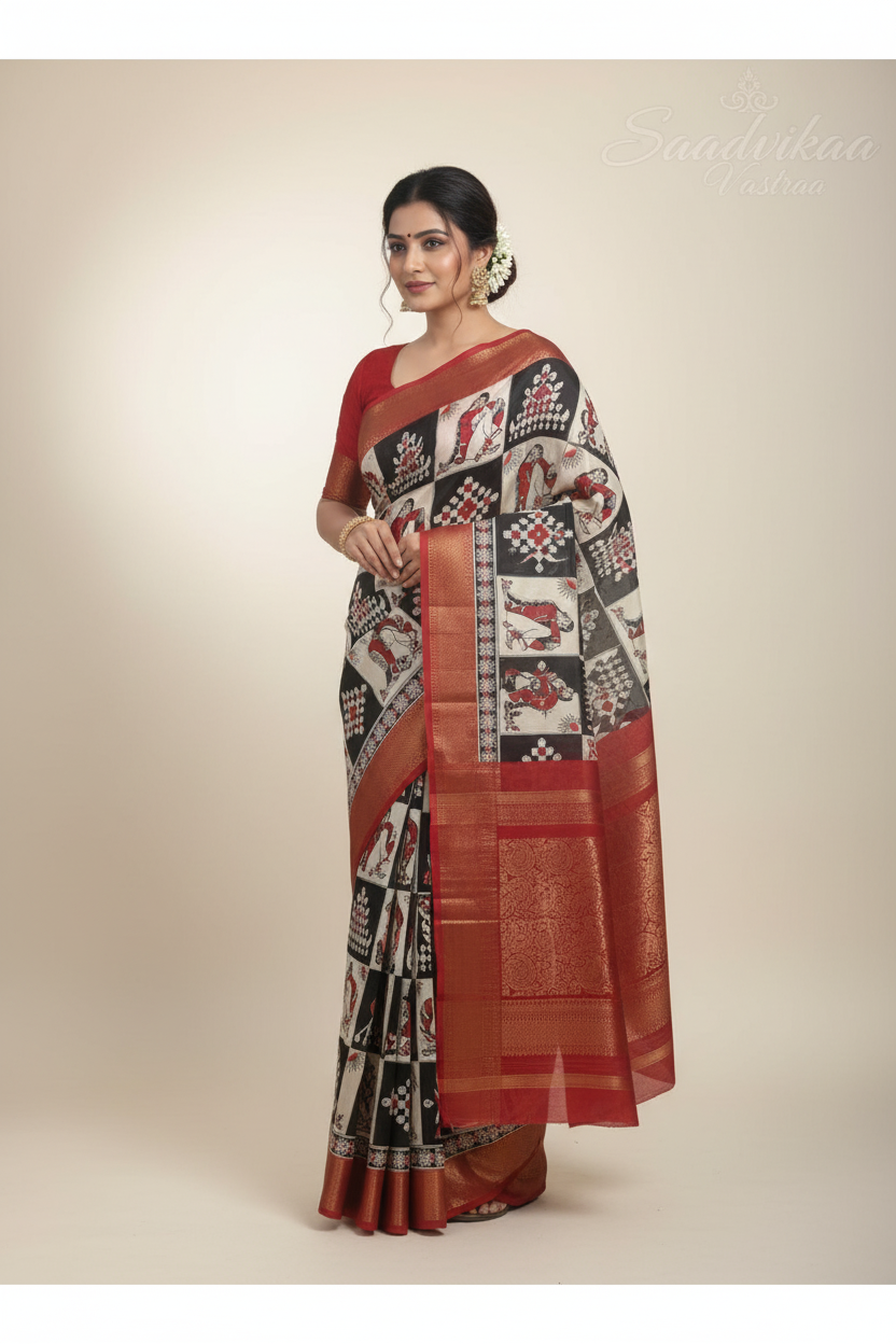 Kalamkari Print Saree