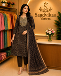 Brown Printed 3-Piece Cotton Set