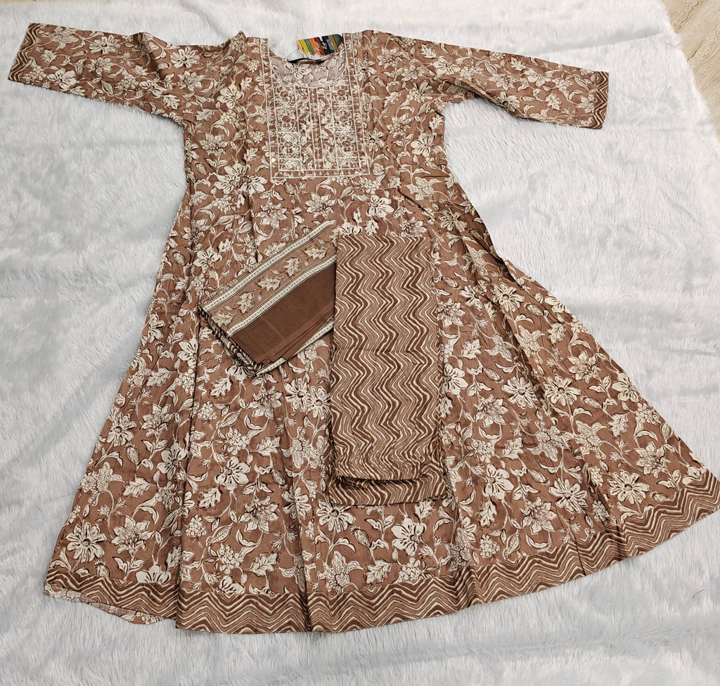 Elegant Floral 3-Piece Cotton Suit Set