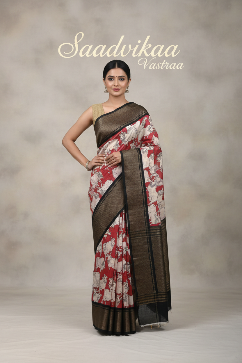Pichwai Print kalamkari saree
