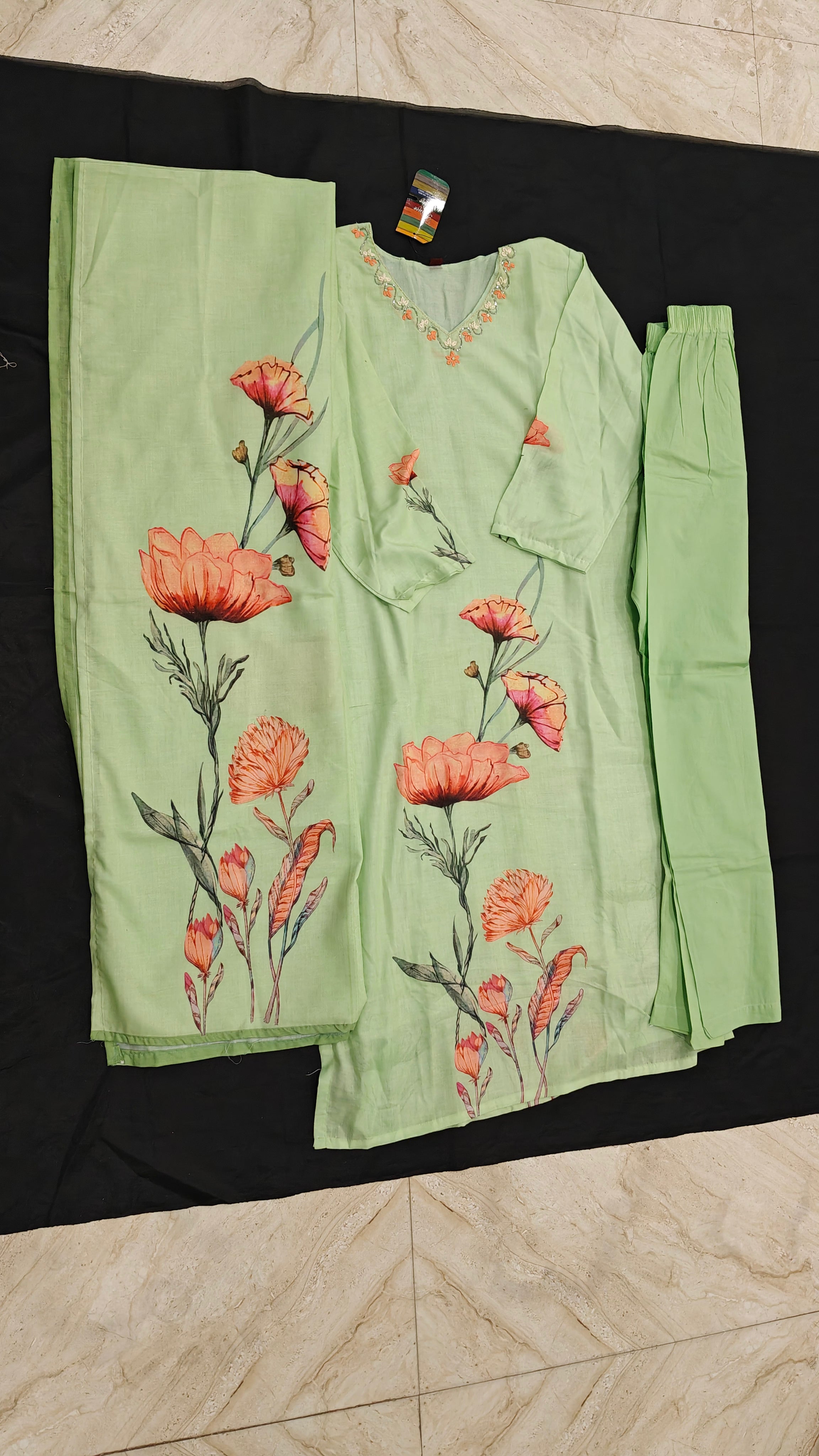 Floral 3-Piece Cotton Suit Set