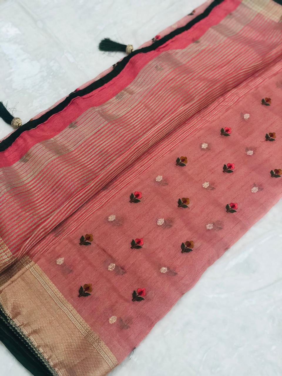 Organza Saree with embroidery work