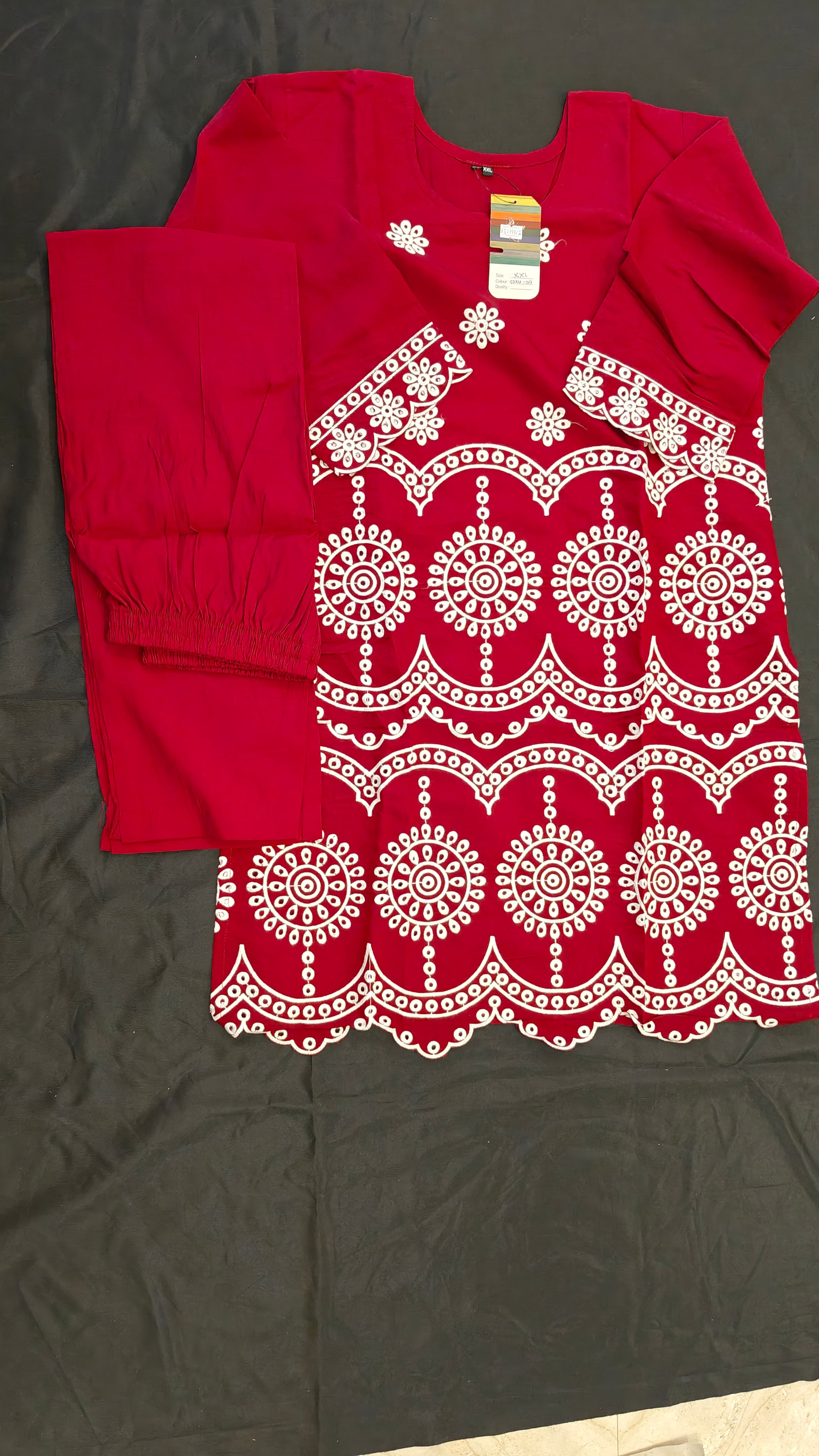 Maroon Printed Kurti Set