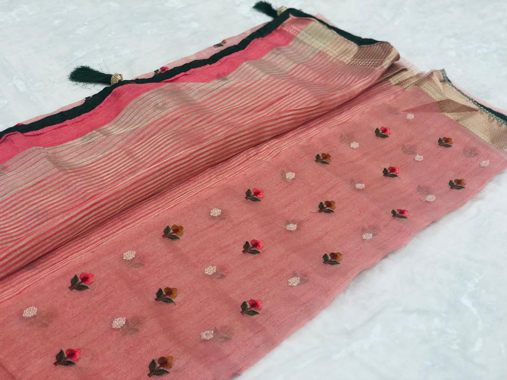 Organza Saree with embroidery work