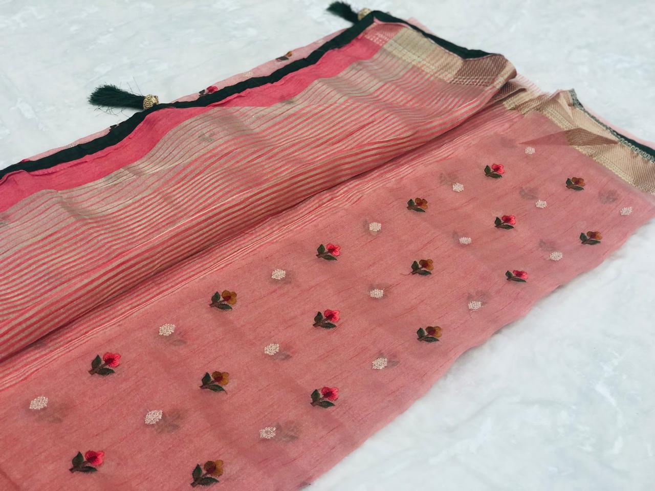 Organza Saree with embroidery work