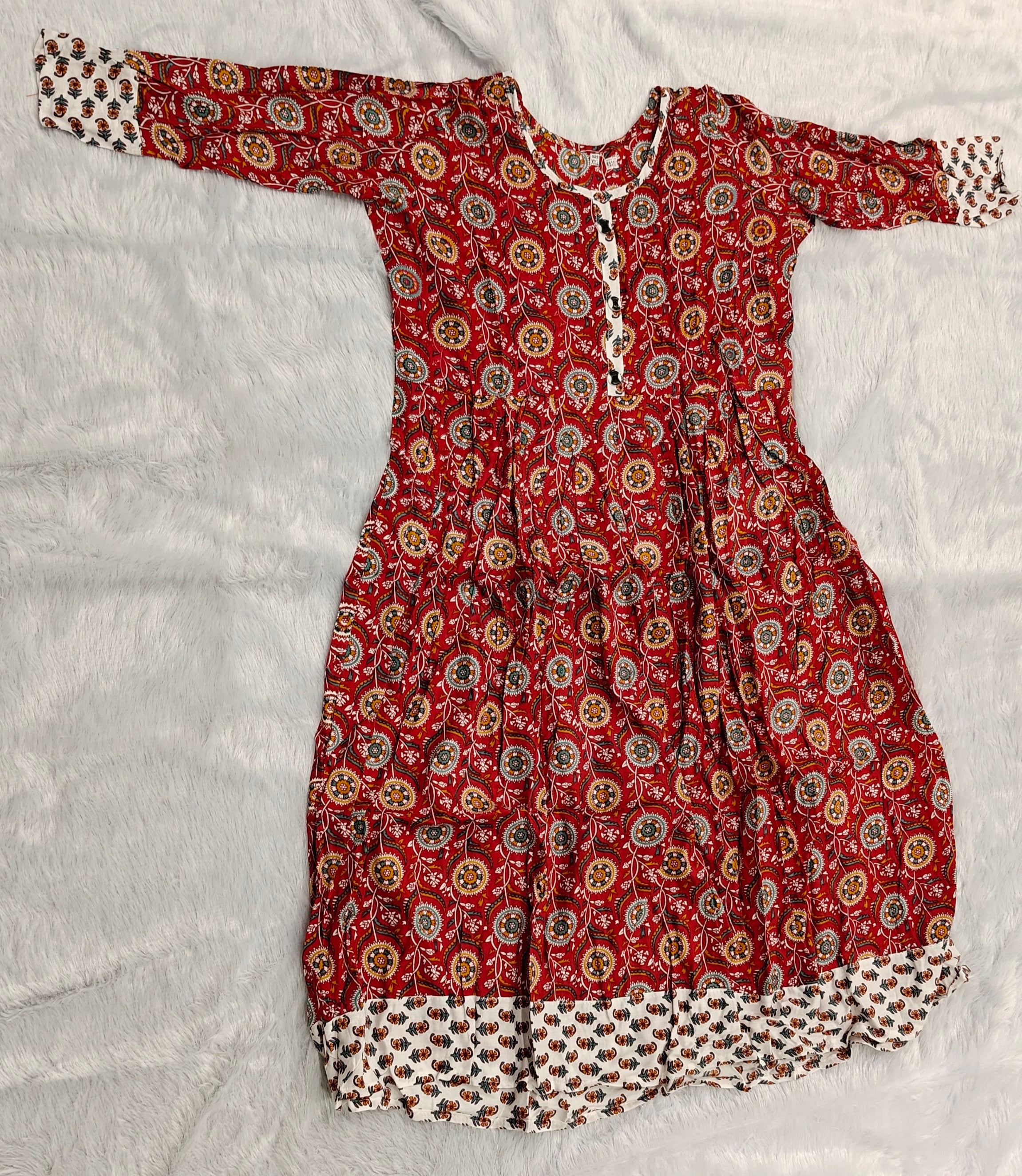 Elegant Printed Cotton Long Frock