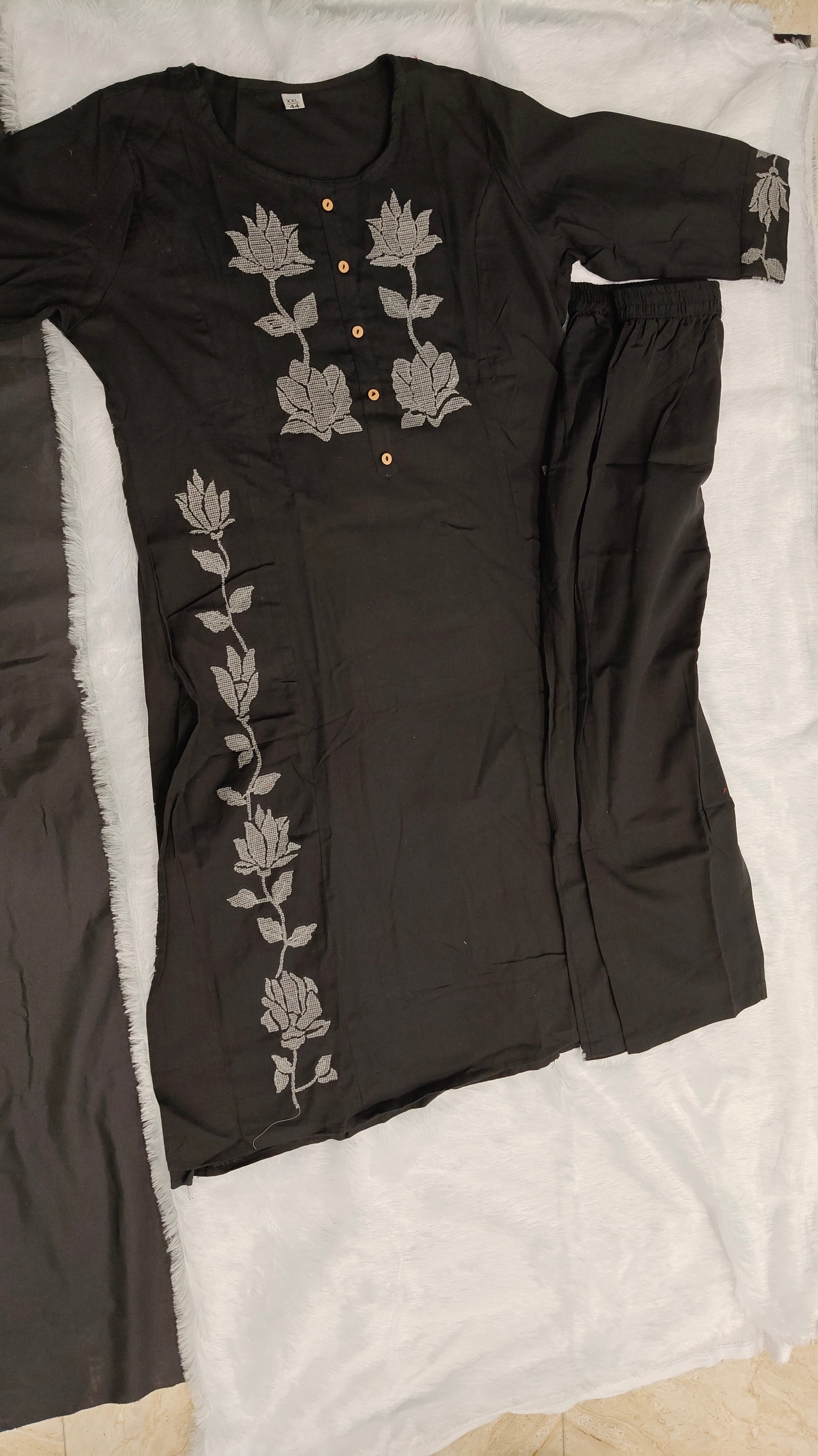 Elegant Black Cotton Co-ord Set